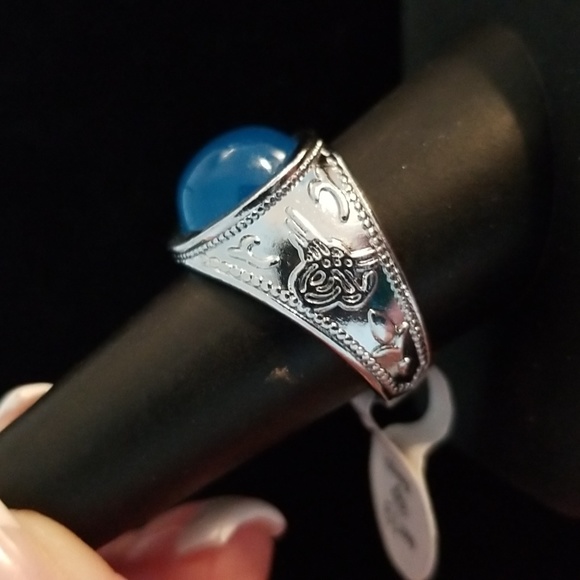 Pretty Deep Blue Ring Decorative Band - Picture 2 of 5